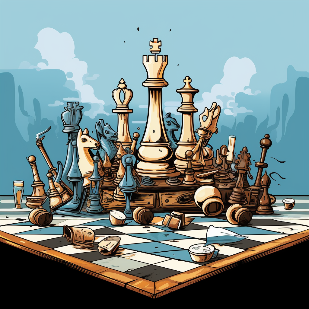 Funny Chess Board Comic Style