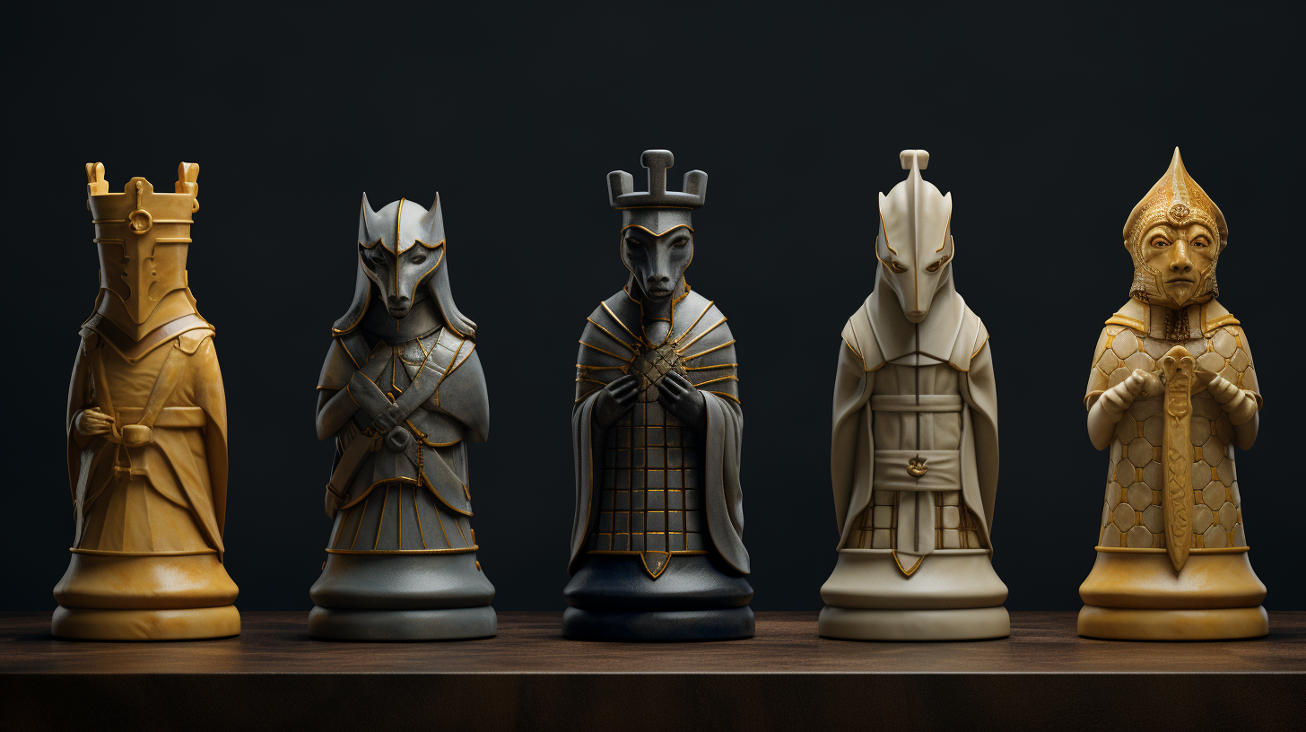 Front view of chess figures