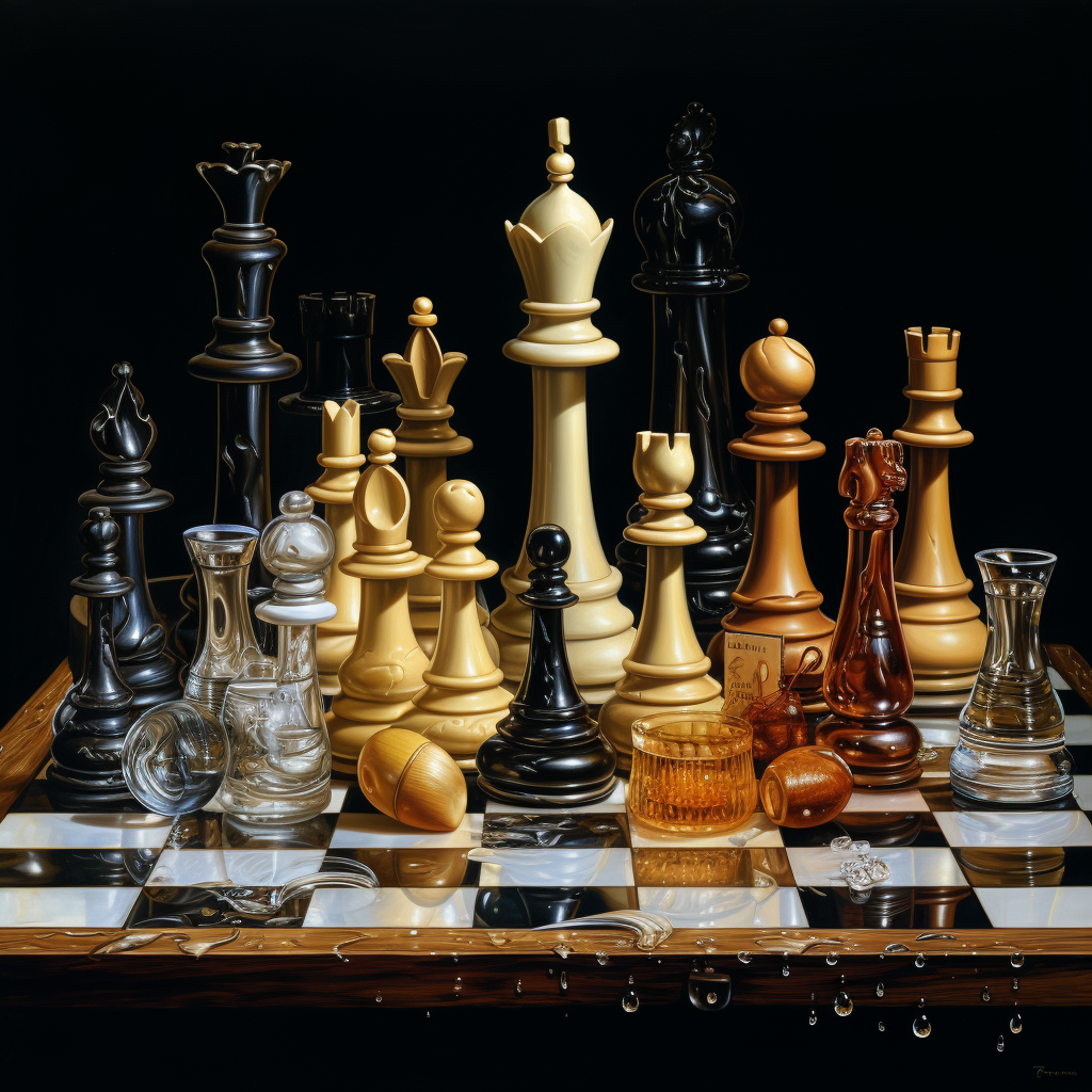 Hyperrealistic chess game on table