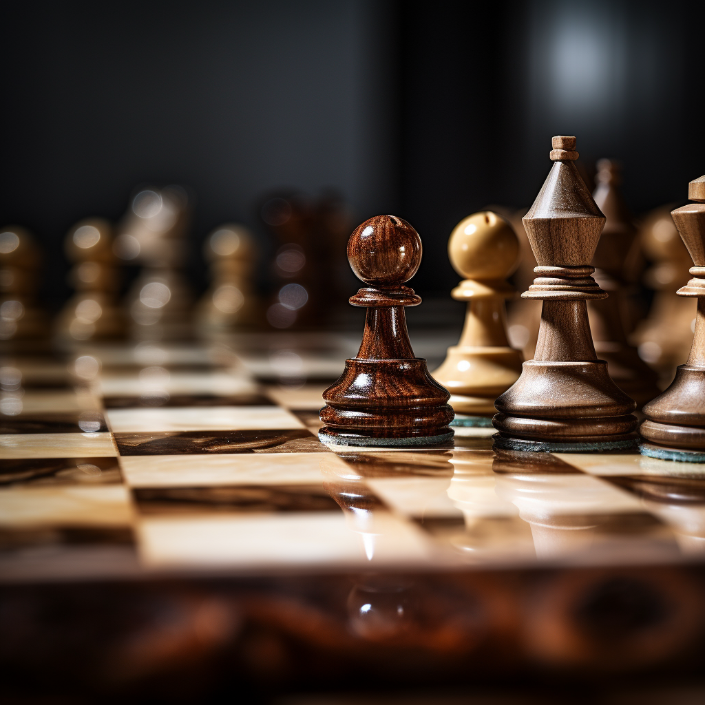 Close-up of Textured Chess Pieces with Extra Queen