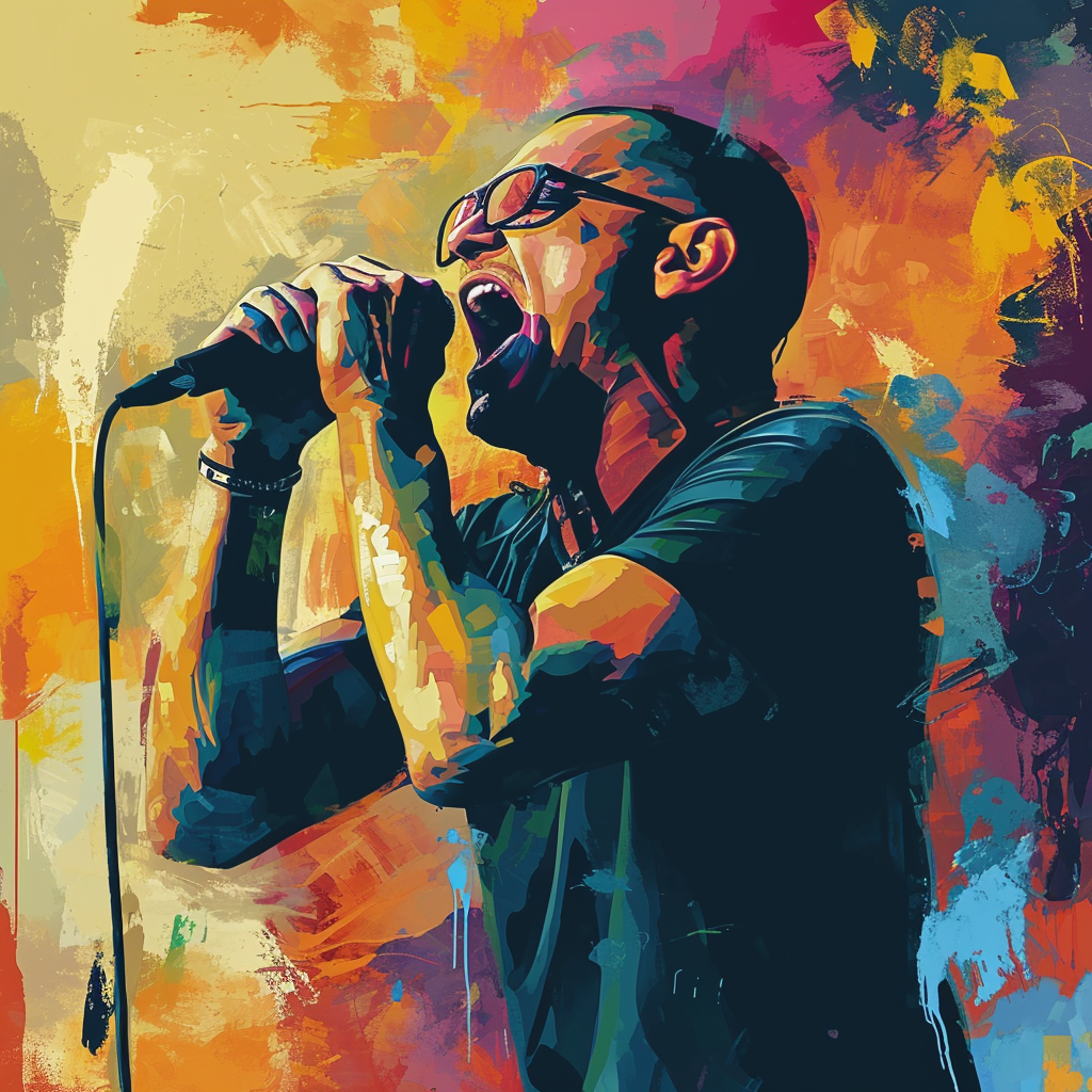 Chester Bennington Singing in Microphone Poster