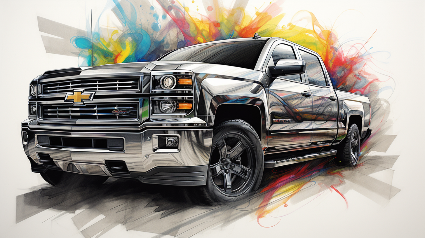 Expressive line art of Chevrolet Silverado SS