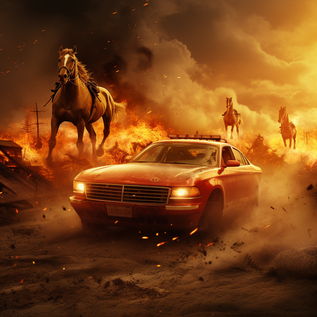 Chevrolet Track Fire Firemen Horses