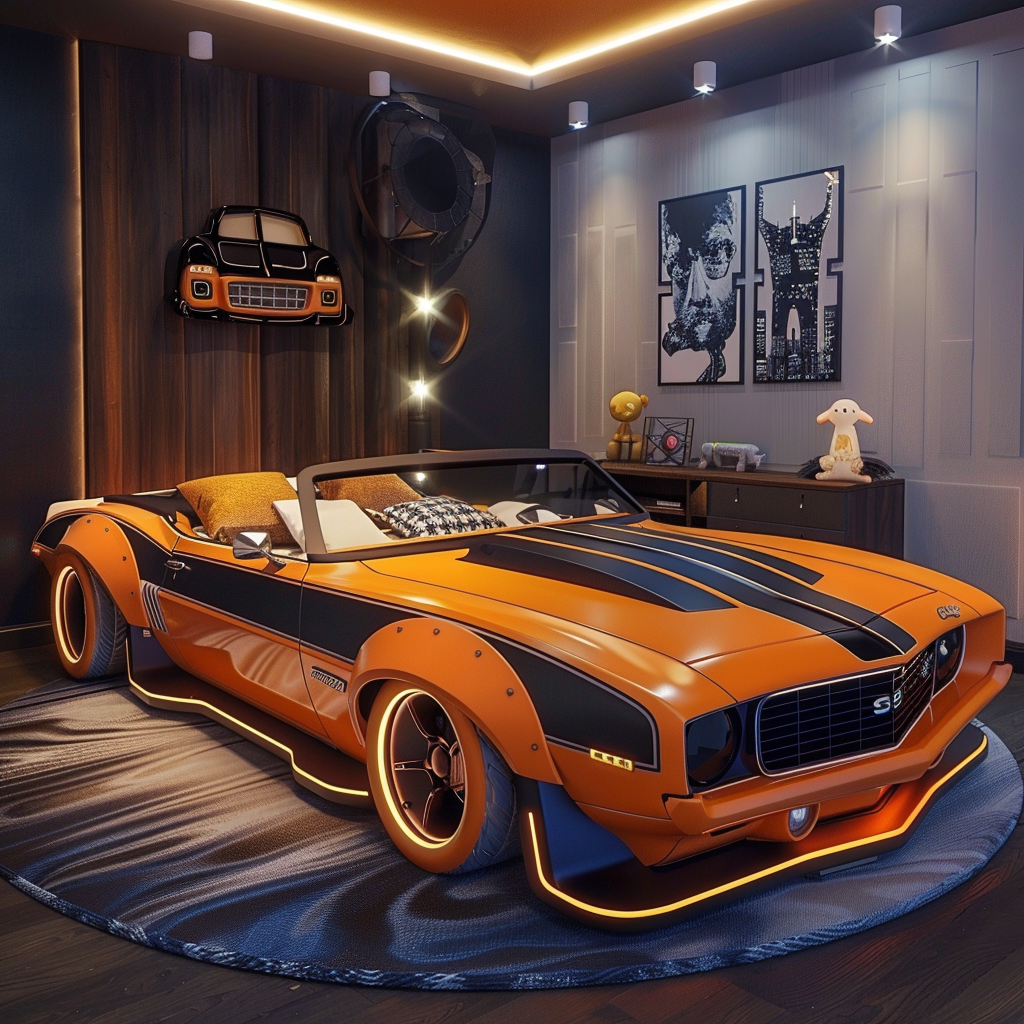 Chevrolet Camaro Car Bed 3D Perspective Kids Room