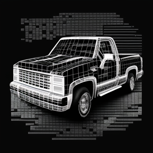 Chevy Silverado pixel blocks design on black background