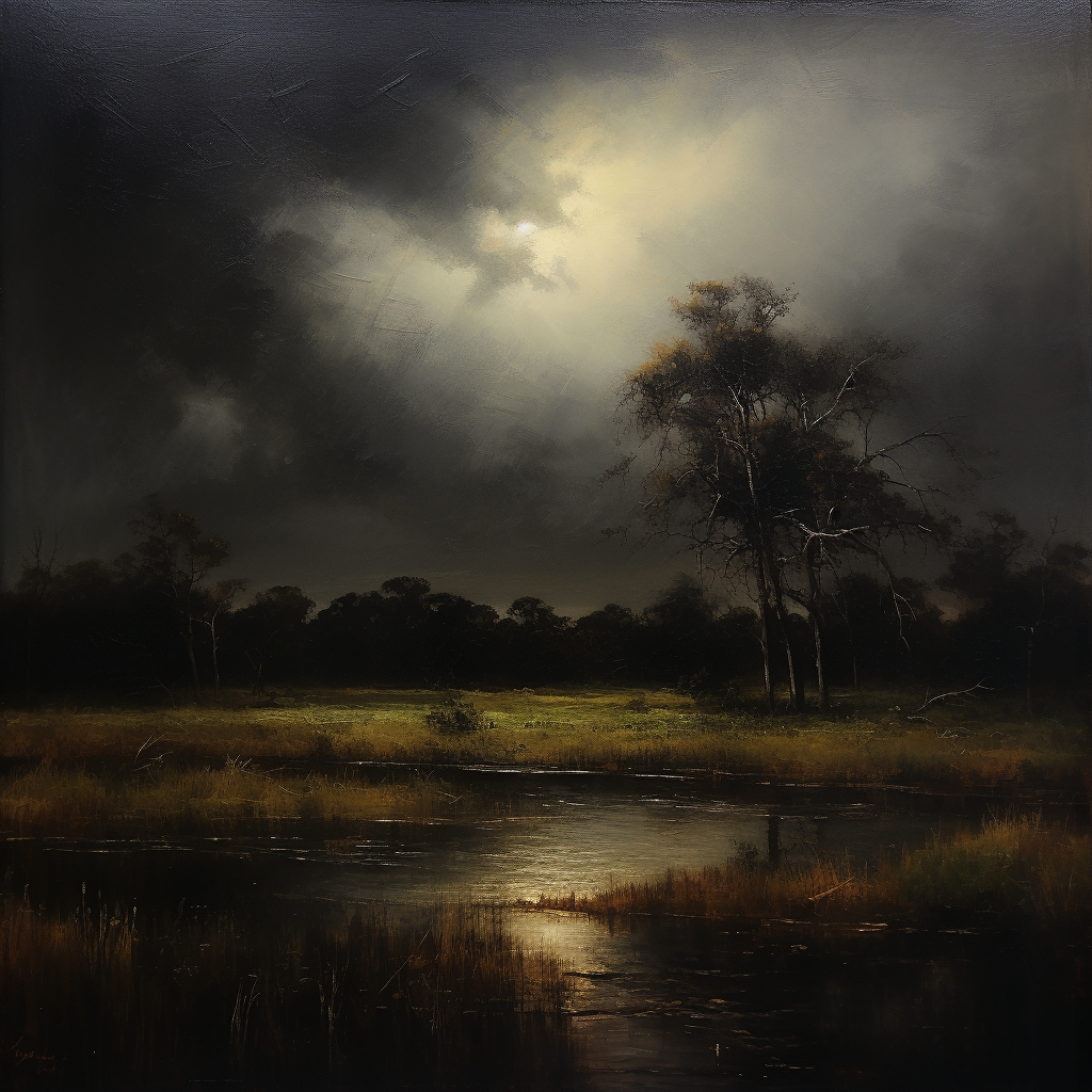 Chiaroscuro Moody Tonal Landscape Lake Trees