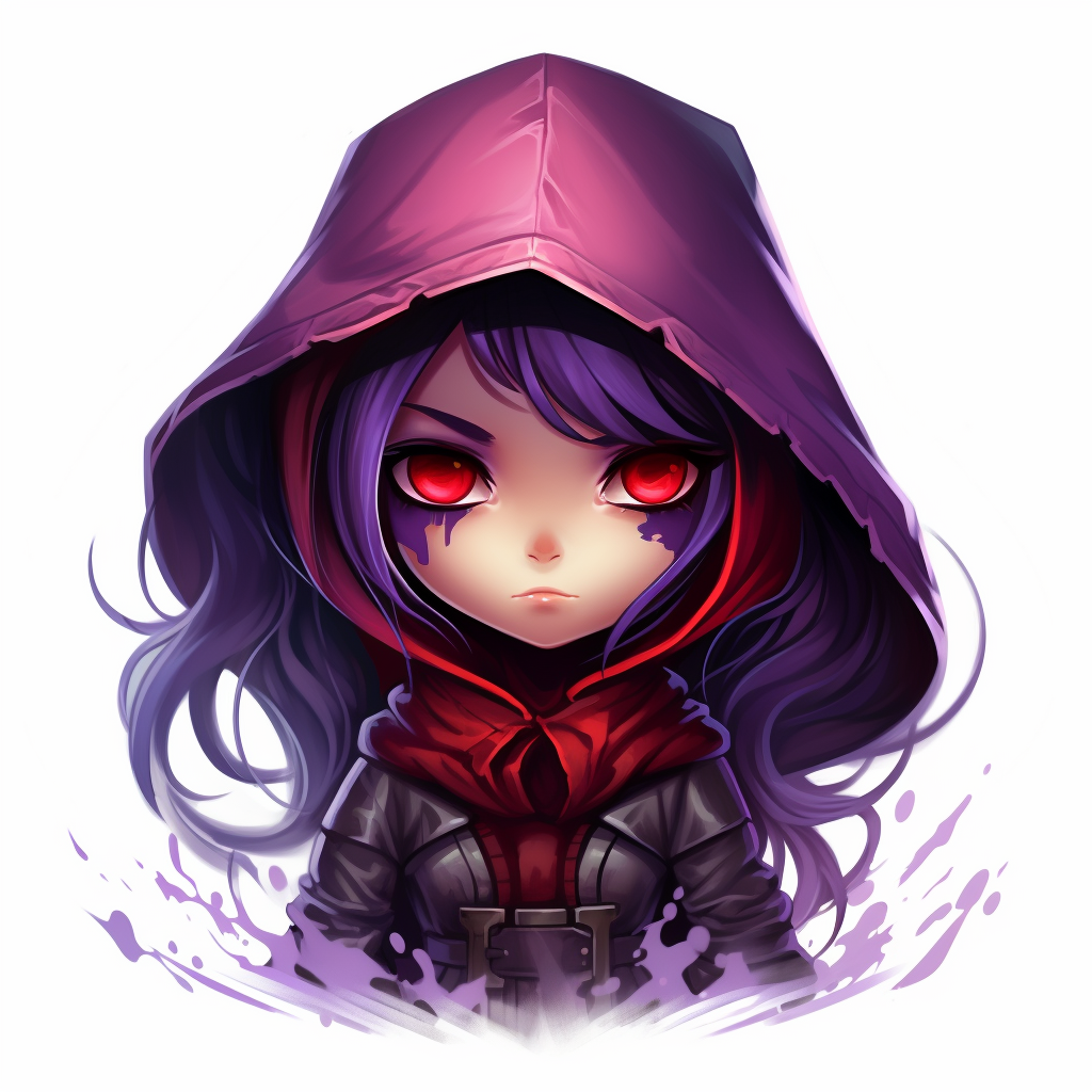 Chibi Avatar Cartoon Assassin in Purple and Red