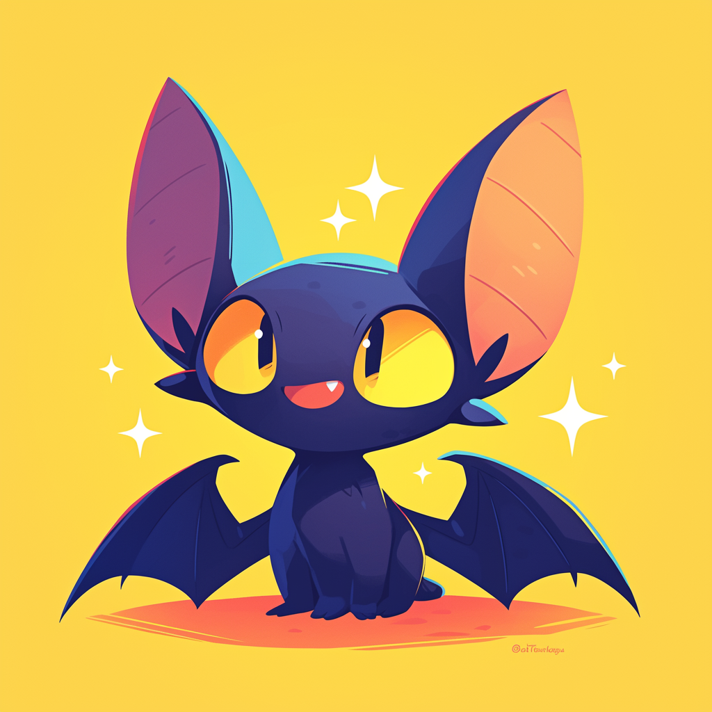 Cute chibi bat in bright colors