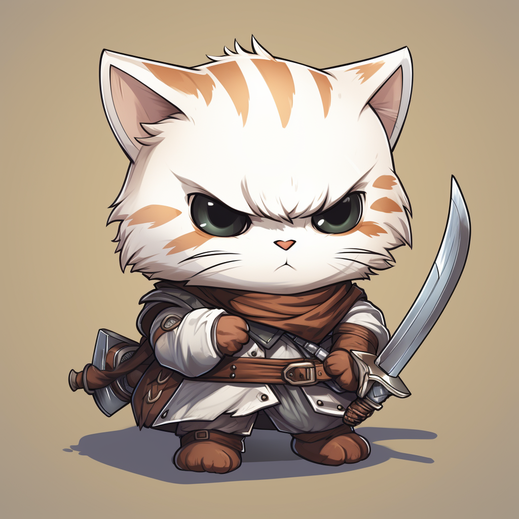 Cute chibi cat warrior for RPG