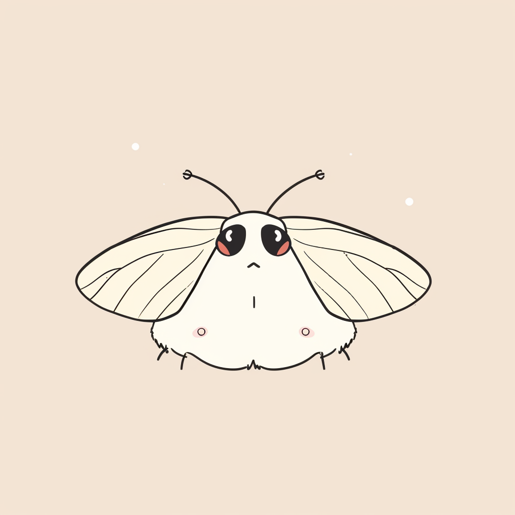 Cute chibi fluffy moth minimalist style