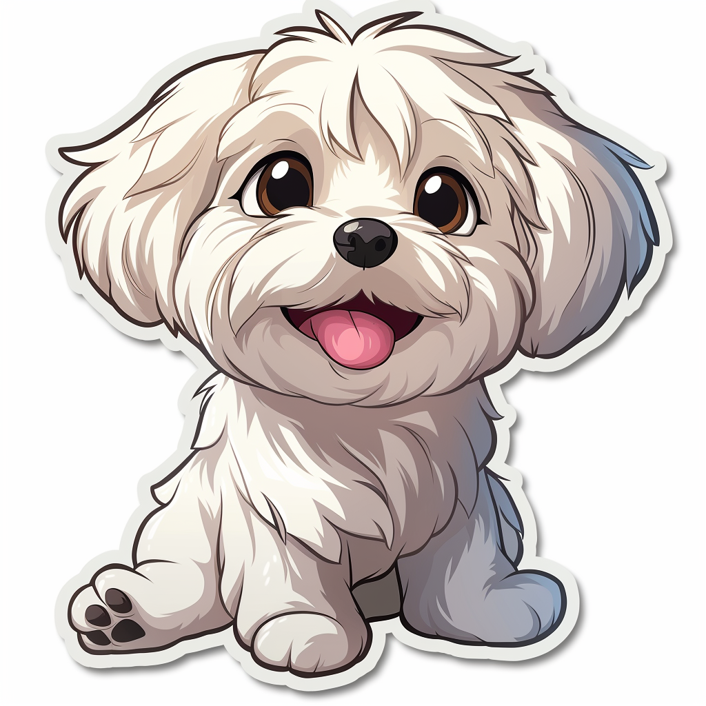 Happy Maltese Dog Sticker Image