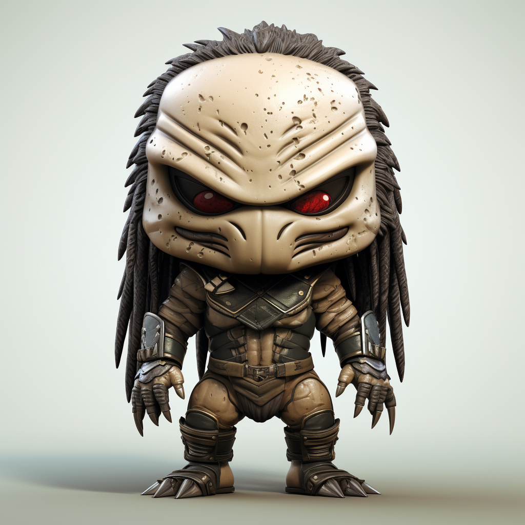 Adorable chibi predator with fierce expression