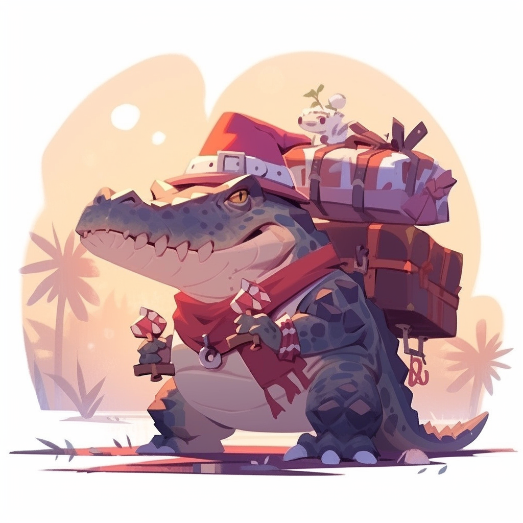 Cute Santa Alligator with Toy Bag