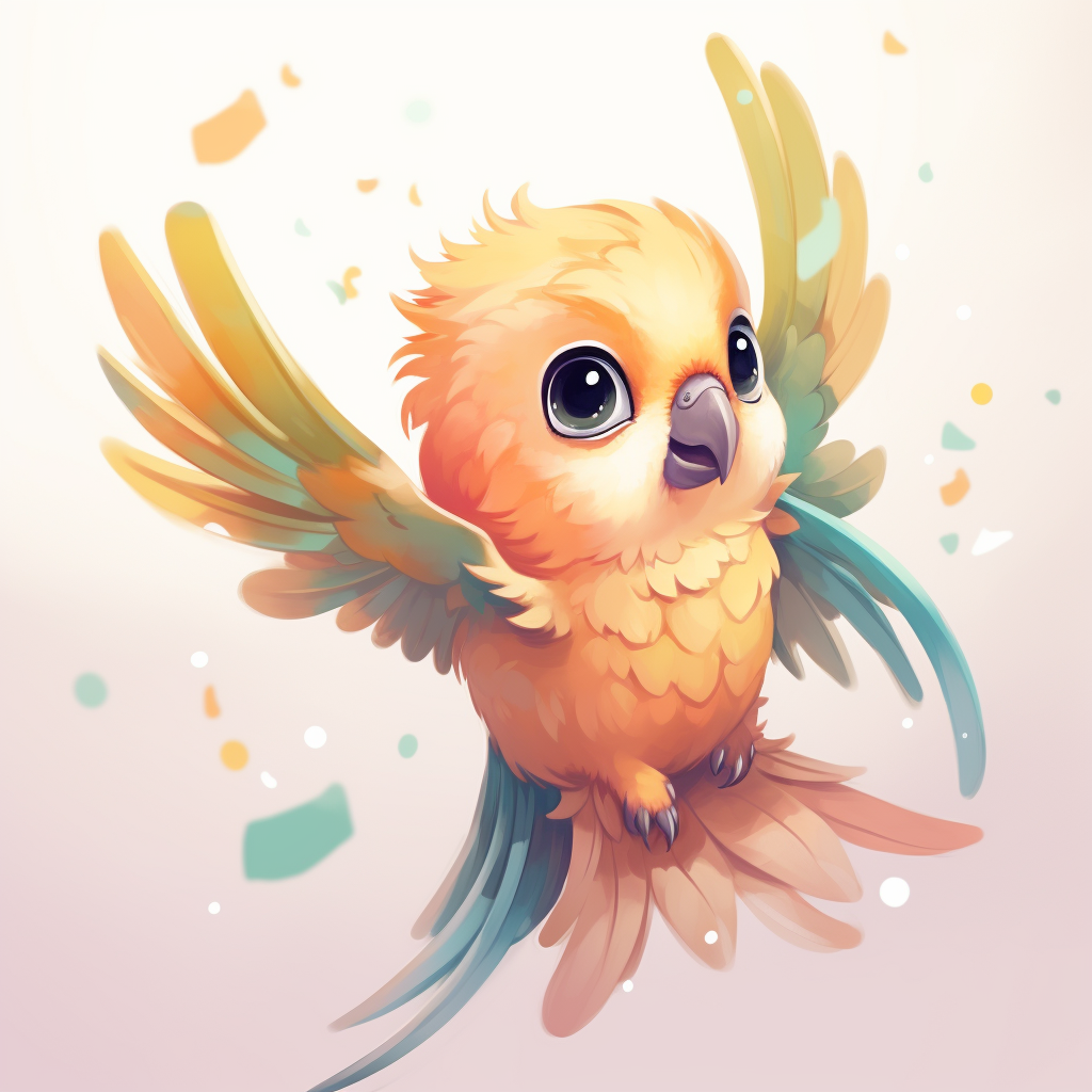 Cute Chibi Style Conure Flying