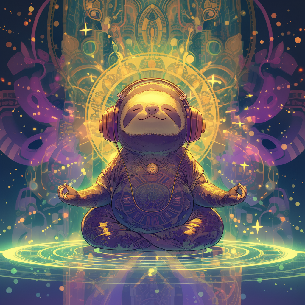 Meditating chibi sumo sloth energy