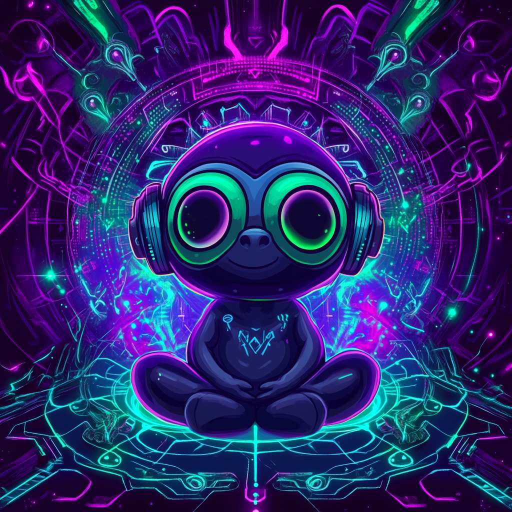 Sumo Sloth Meditating in Cyberpunk Style