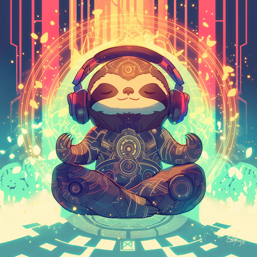 Cute Sumo Sloth Meditating Art