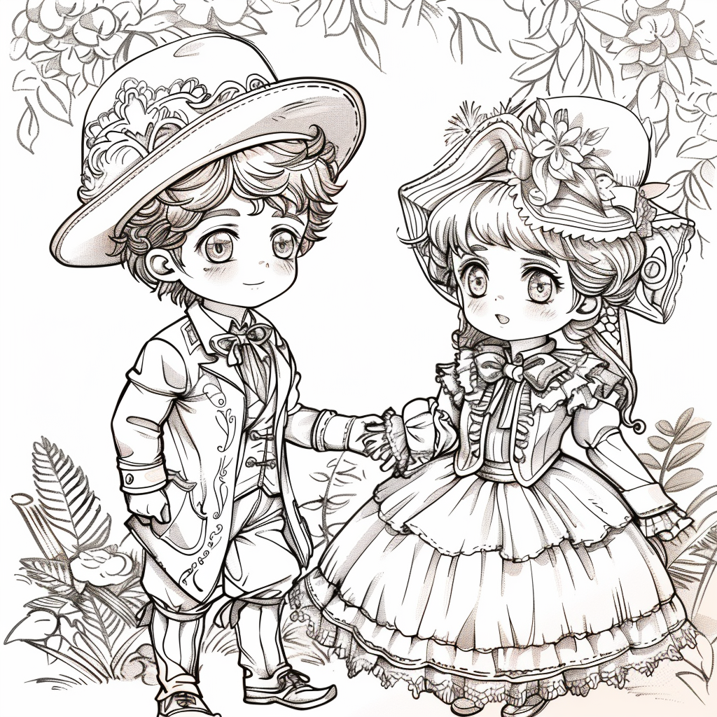 Cute Chibi Victorian Costumed Kids