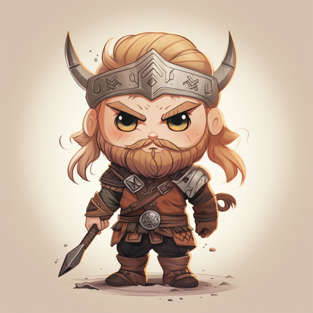 Cute chibi viking man