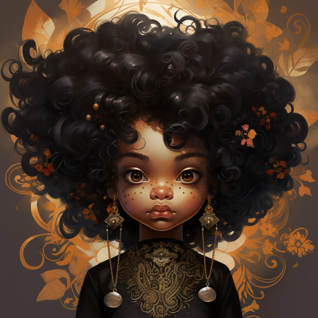 Beautiful black women illustration in chibi style