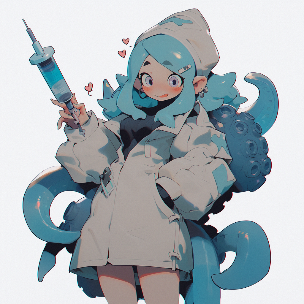 Cute Octopus Doctor Girl with Syringe