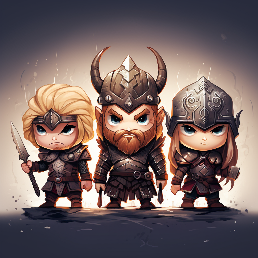 Cute chibi vikings in various poses