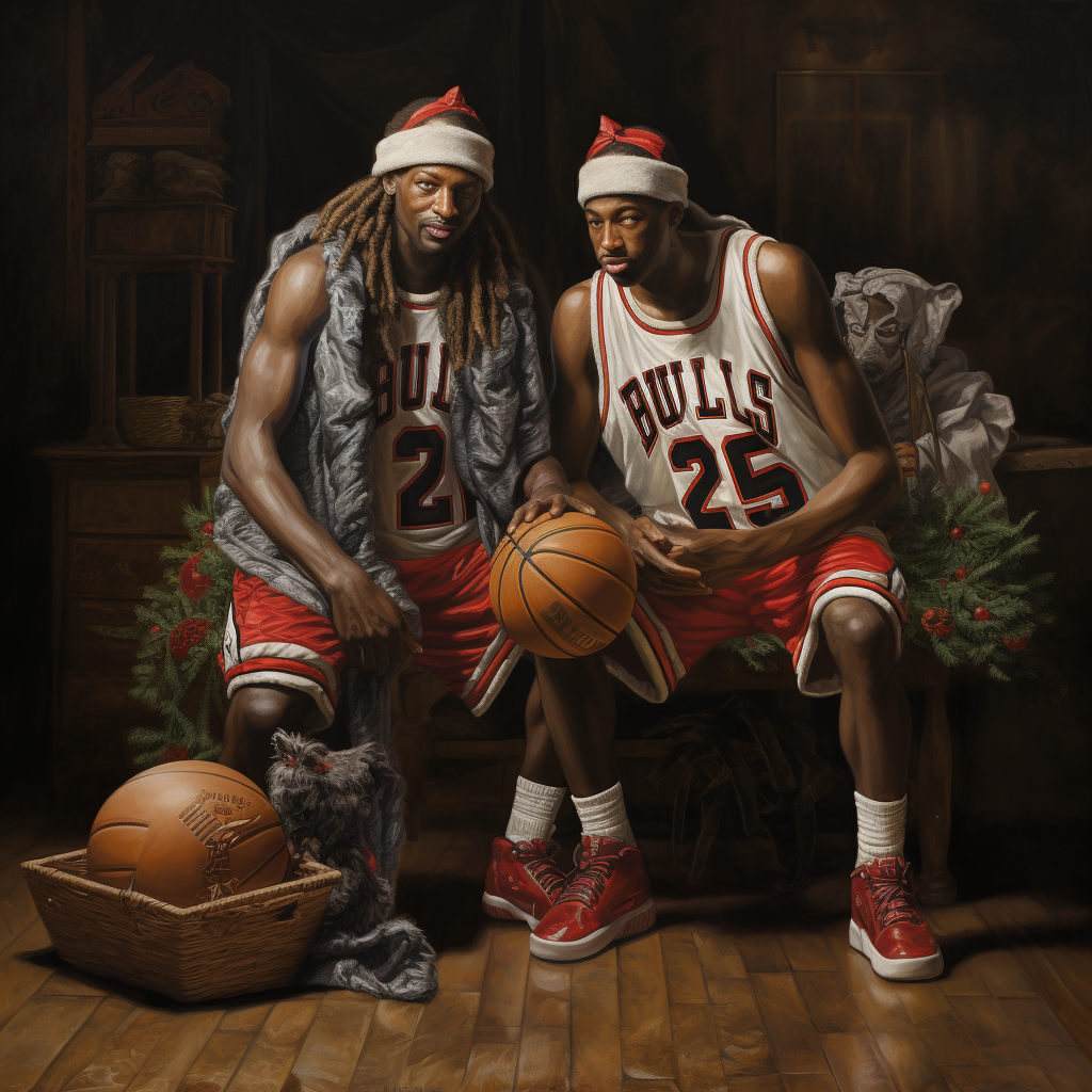 Three Wise Men with basketballs in Chicago Bulls Nativity Scene