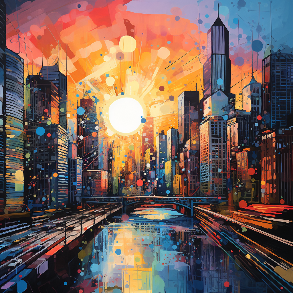 Abstract painting of Chicago city