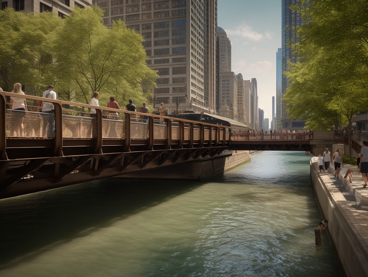 Hyper Realistic Chicago Riverwalk Photograph