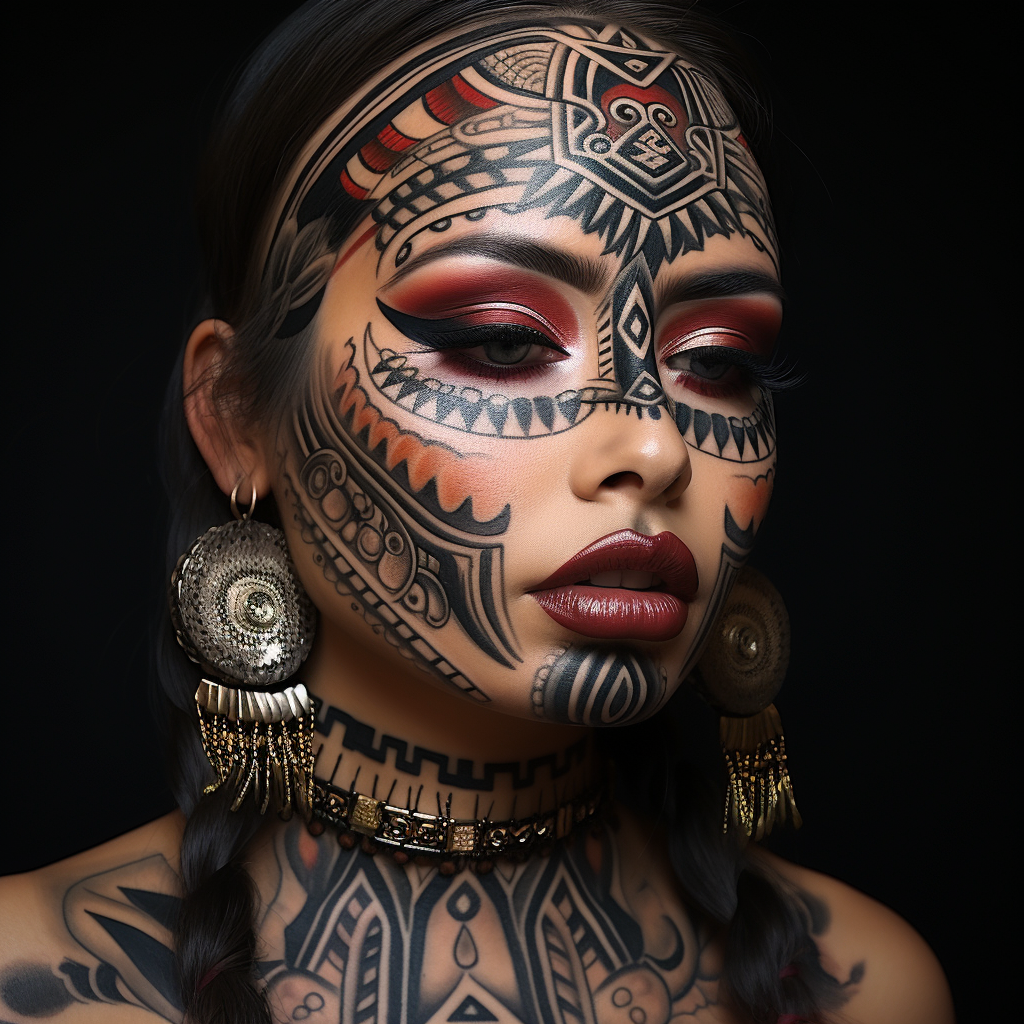 Chicana traditional face tattoos showcasing cultural pride