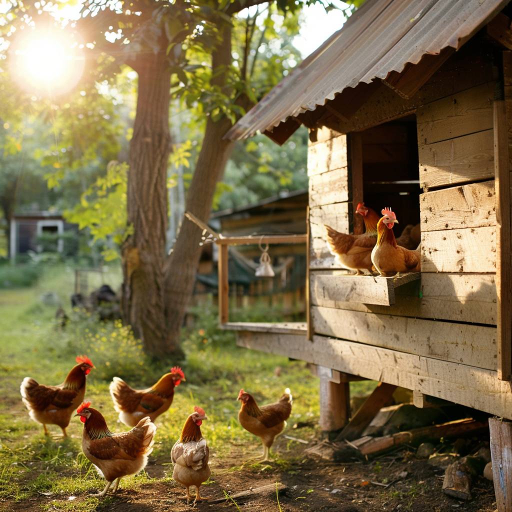 chicken coop sunny day