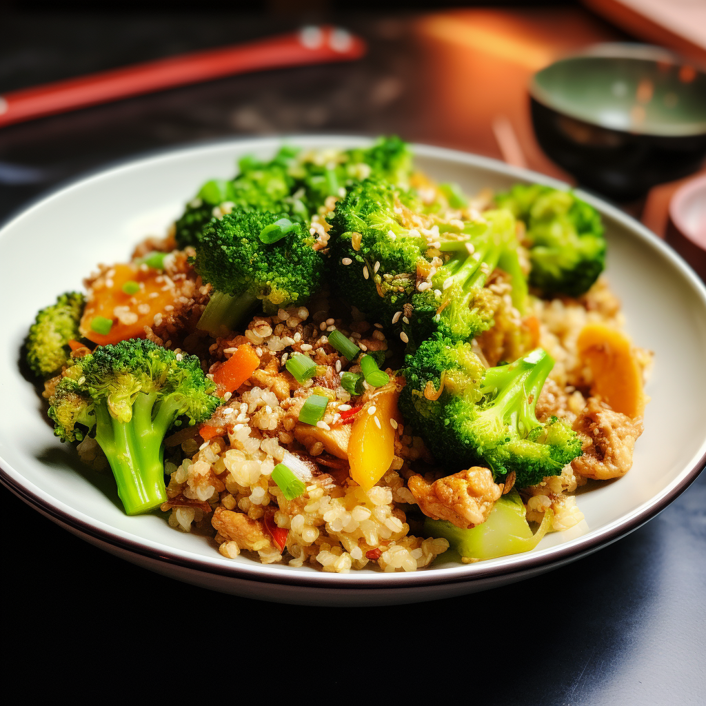 Chicken mince quinoa broccoli carrots small portion