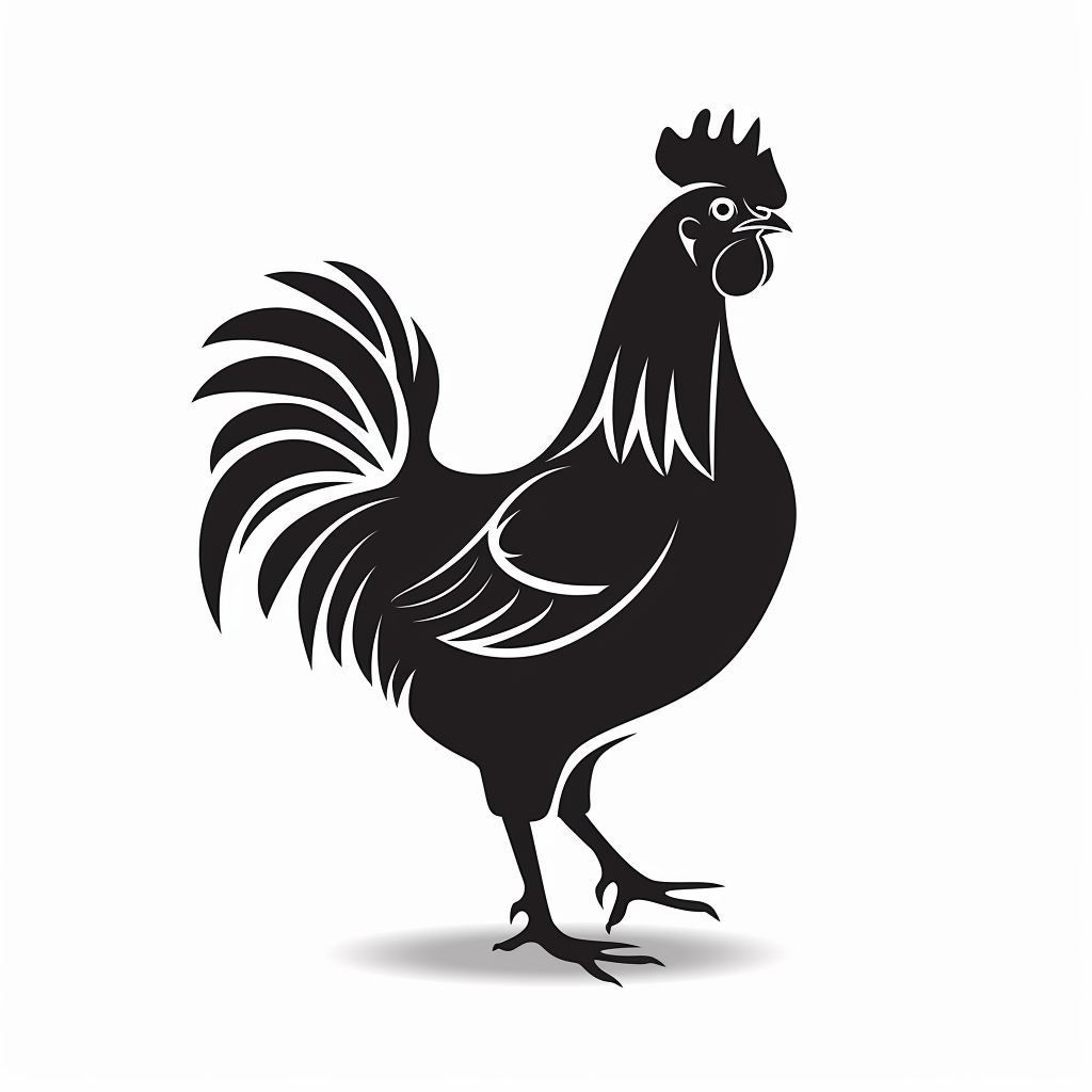 Chicken Silhouette Vector Art Black White