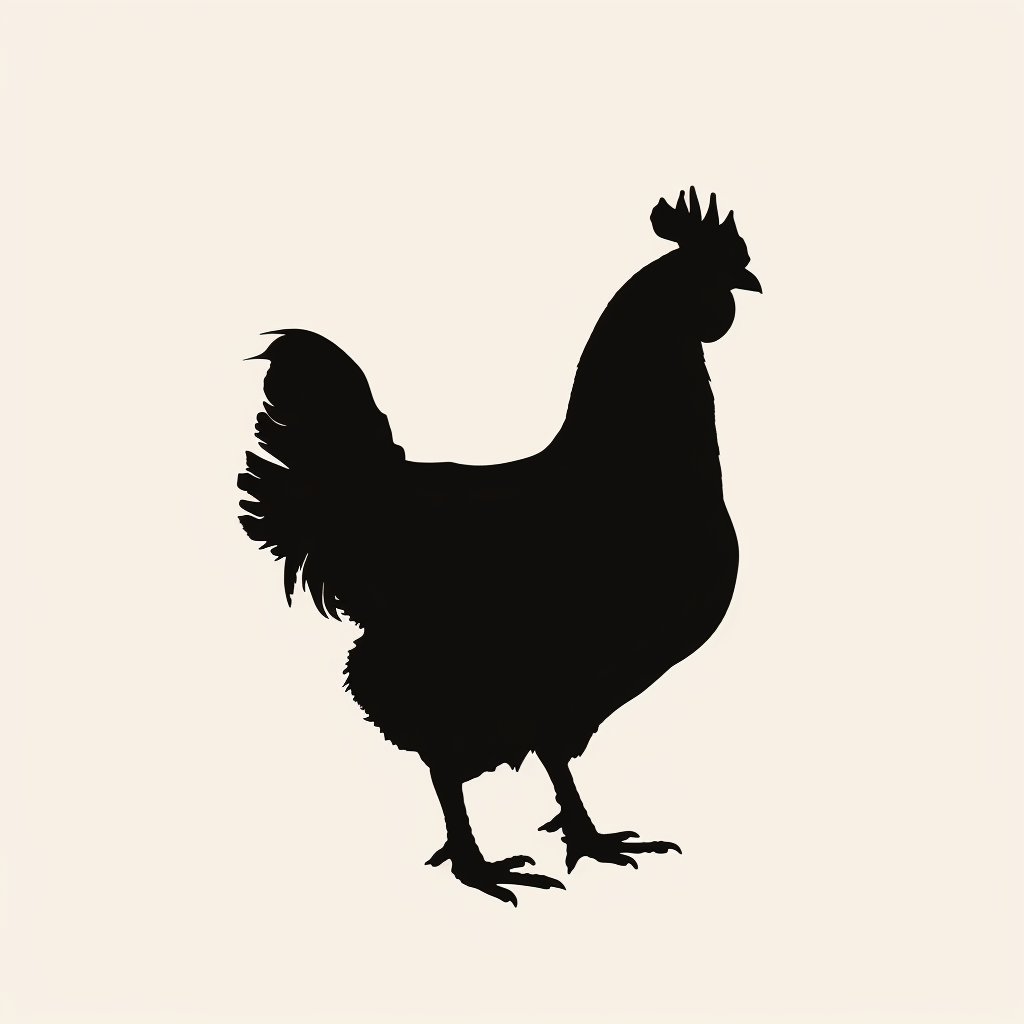 Chicken Silhouette on White Background