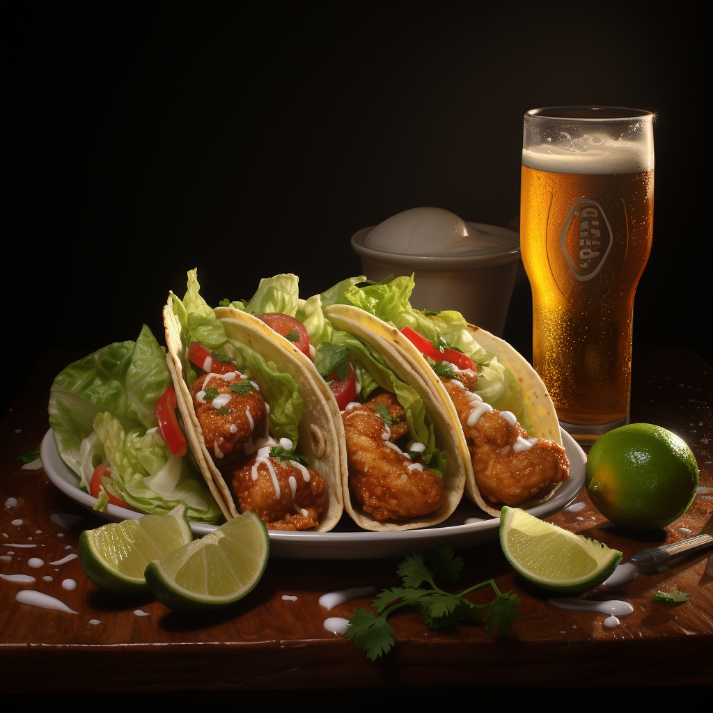 Mouthwatering chicken tacos and refreshing beer