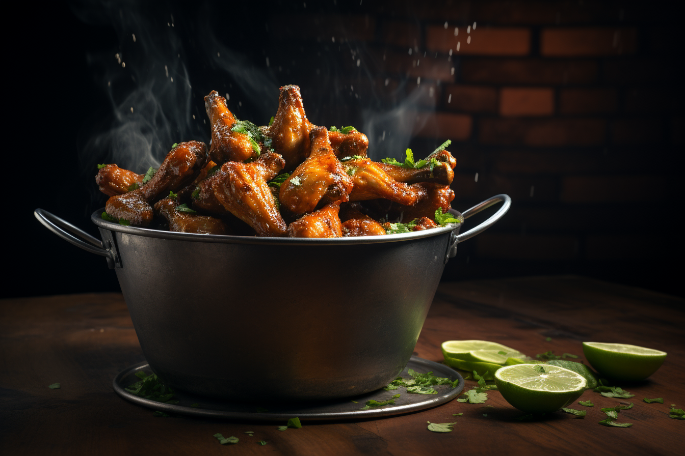 Grilled Chicken Wings on a Metal Bucket