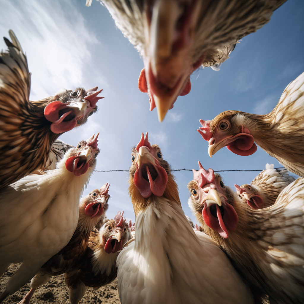 Chickens with Visible Bellies and Legs