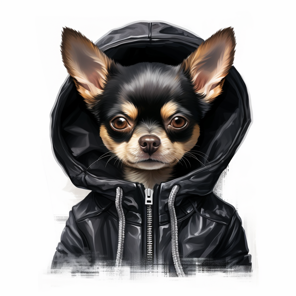 Stylish Chihuahua in black jacket