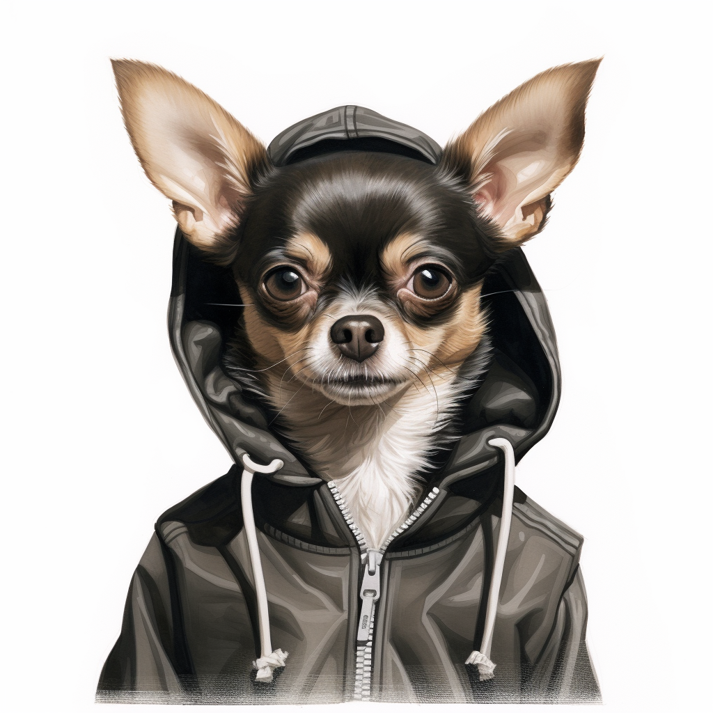 Sketch of Chihuahua in Zara Padded Jacket