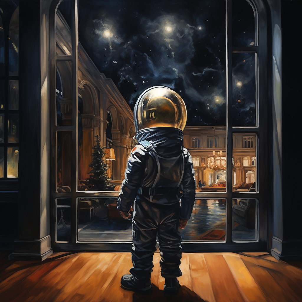 Child astronaut in playroom