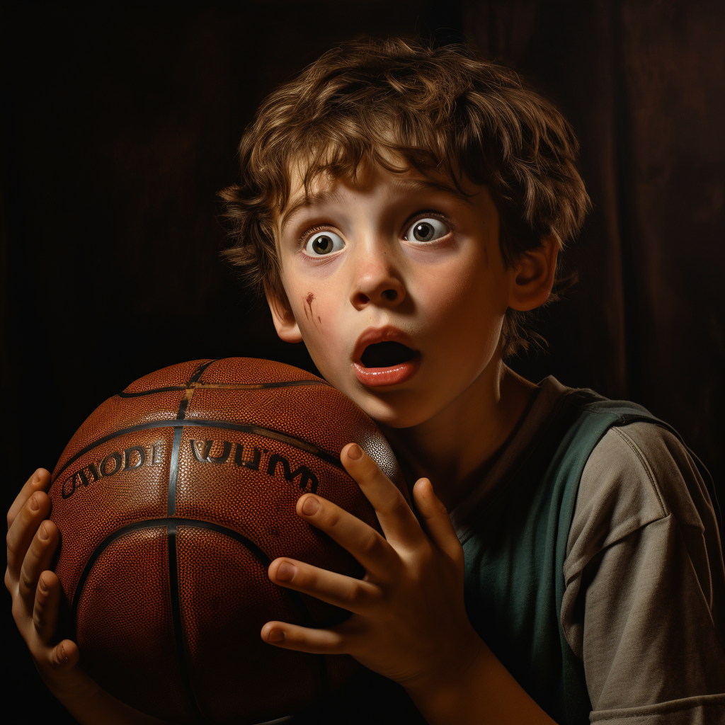 Child playing basketball with a realistic look