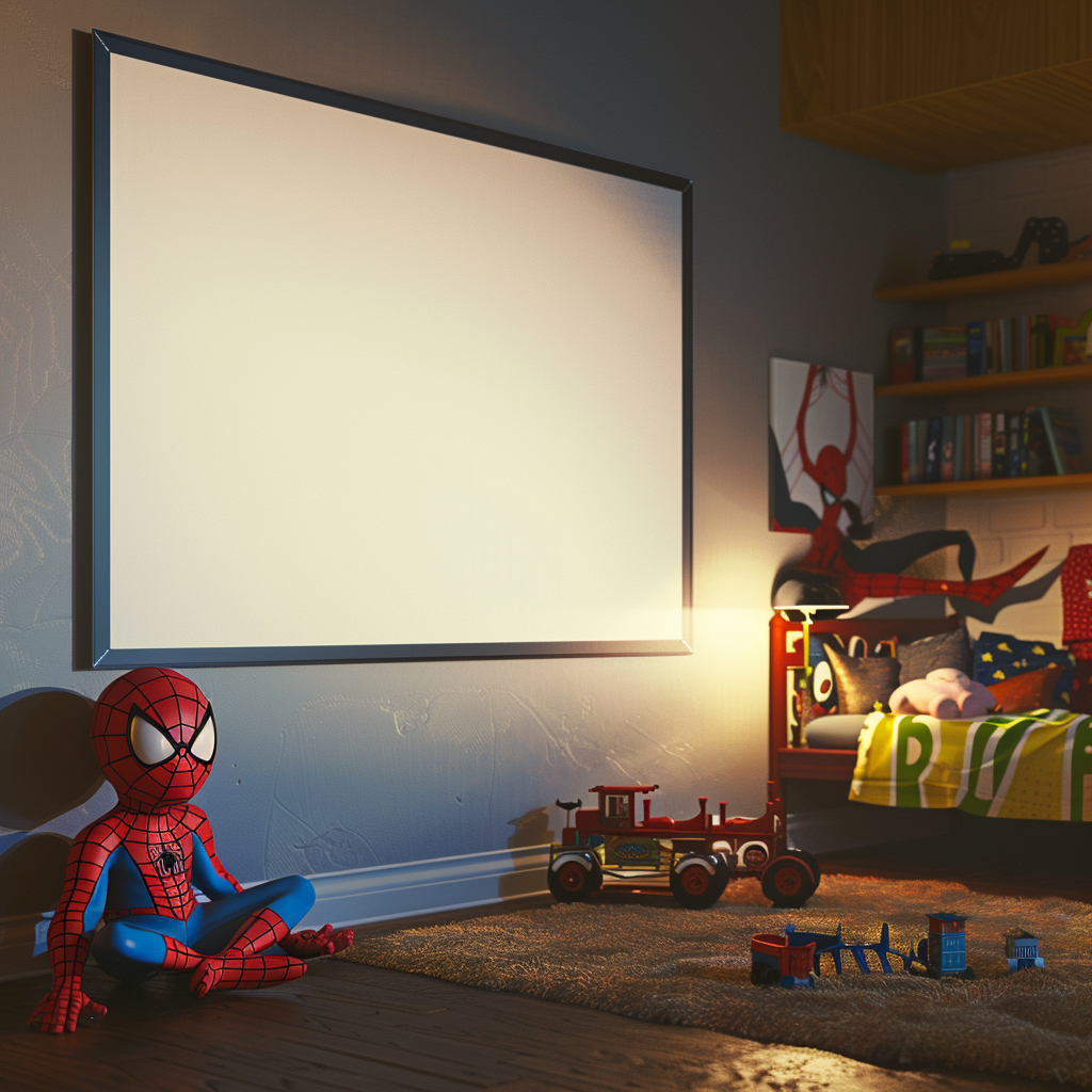 Child bedroom Spiderman fan blank wall