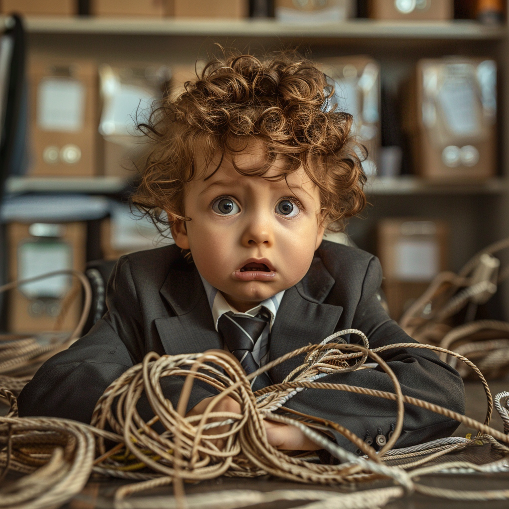 Child in Business Suit Confused