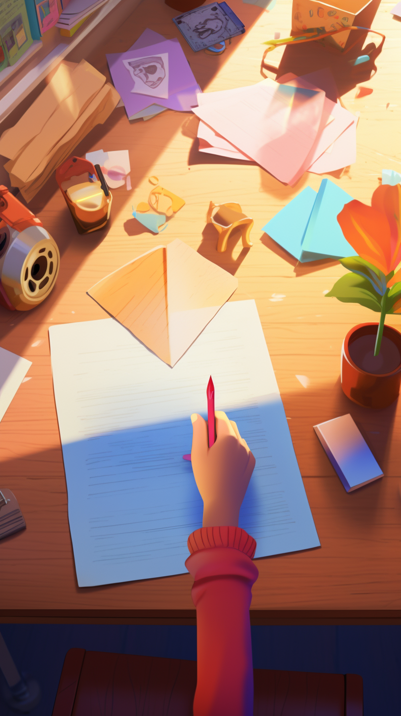 Colorful handwritten note on classroom desk