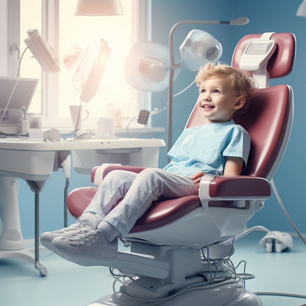 Child in Dentist Chair at Modern Office