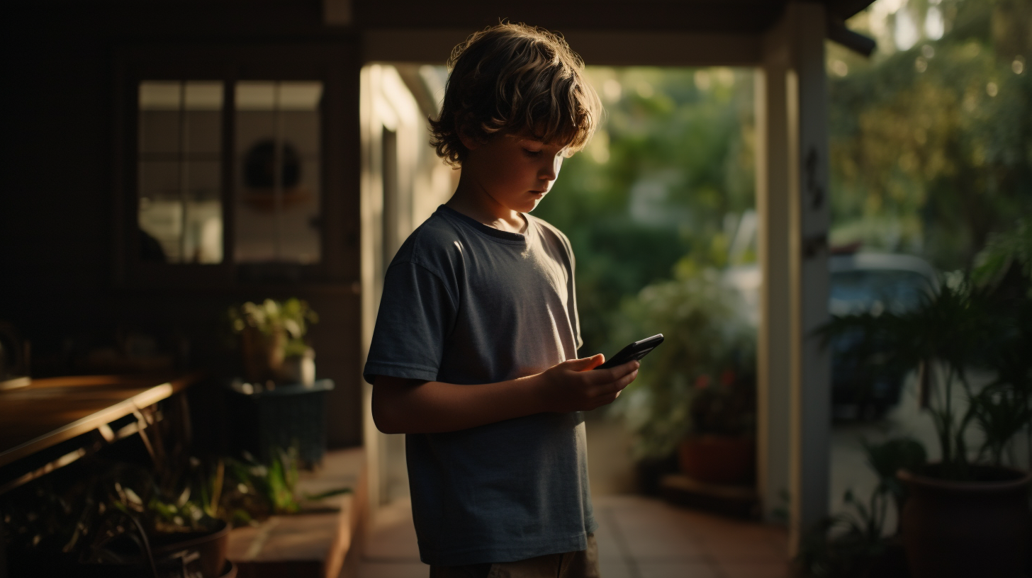 Child directing movie using phone