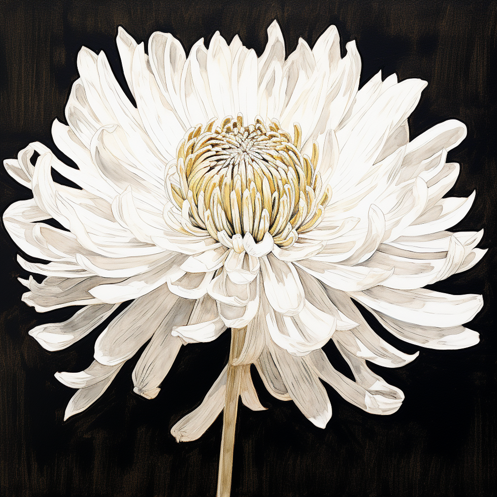 Young child's drawing of a white chrysanthemum