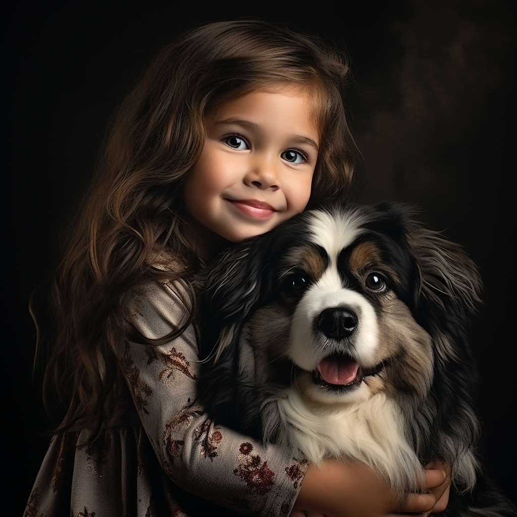 Sweet Child Hugging Dog Image