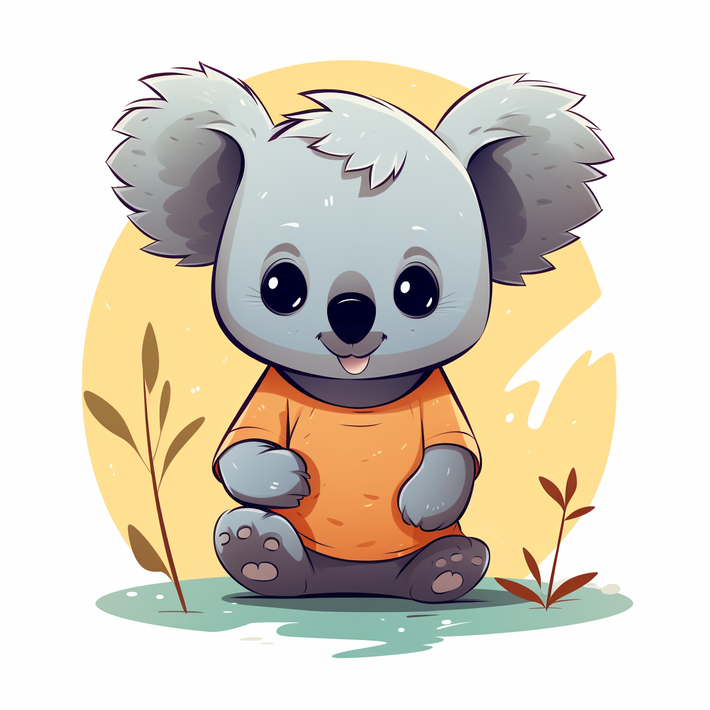 Adorable child koala standing in vibrant colors