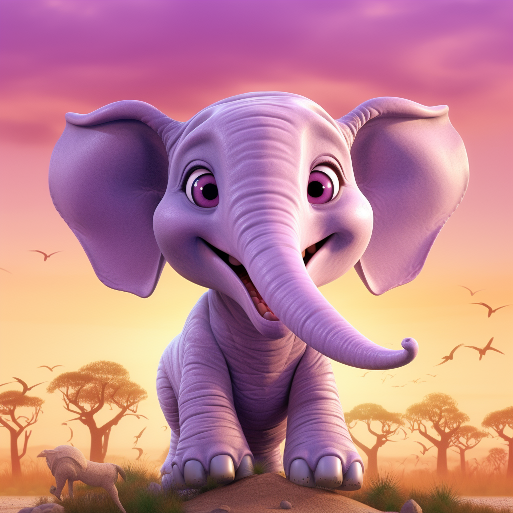 Smiling child with purple elephant